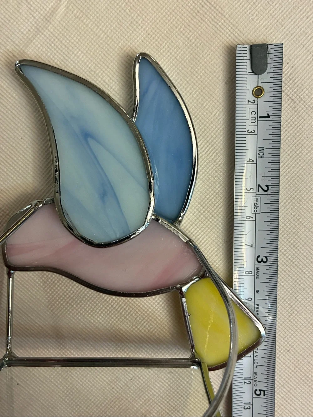 Stained Glass Bird Tealight Holder in Pink and Light Blue